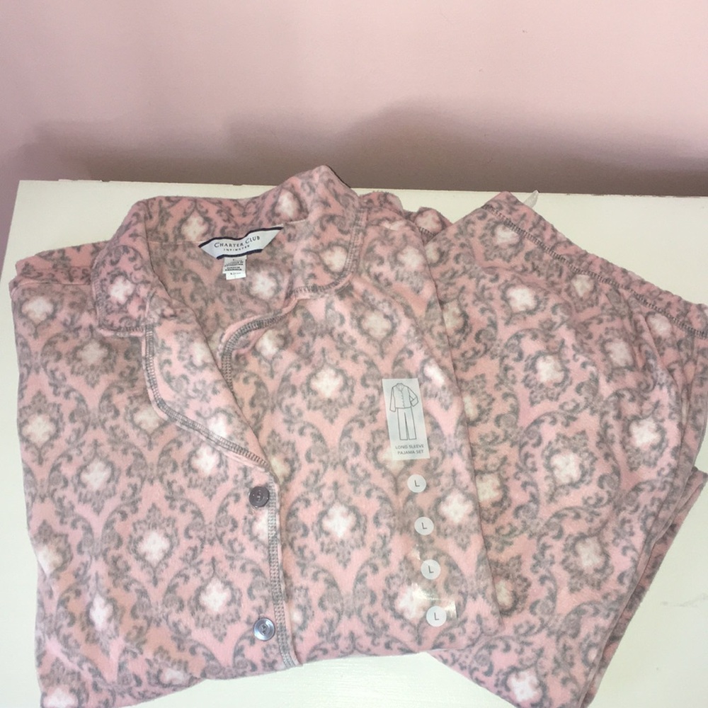 Pink and Gray Fleece Pajama Set